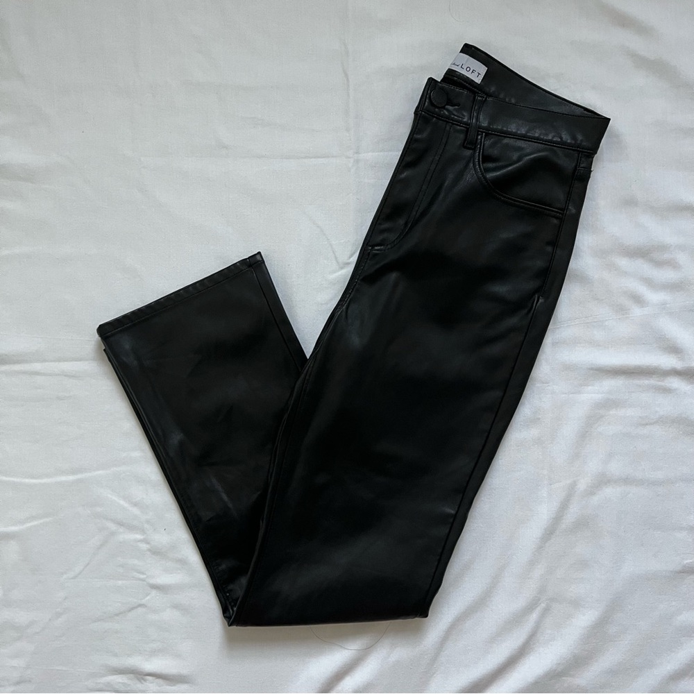 LOFT Black Faux Leather Pants